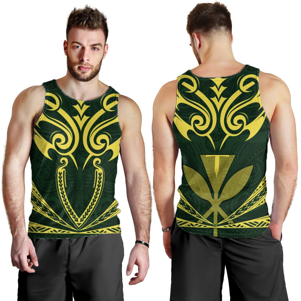 Hawaii Kanaka Polynesian Football Jersey Men's Tank Top - Green - Bernice - AH Green - Polynesian Pride