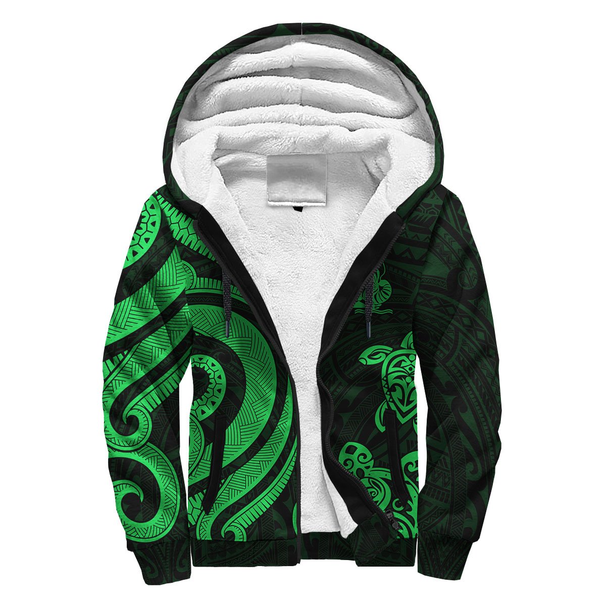 New Caledonia Sherpa Hoodie - Green Tentacle Turtle Green - Polynesian Pride