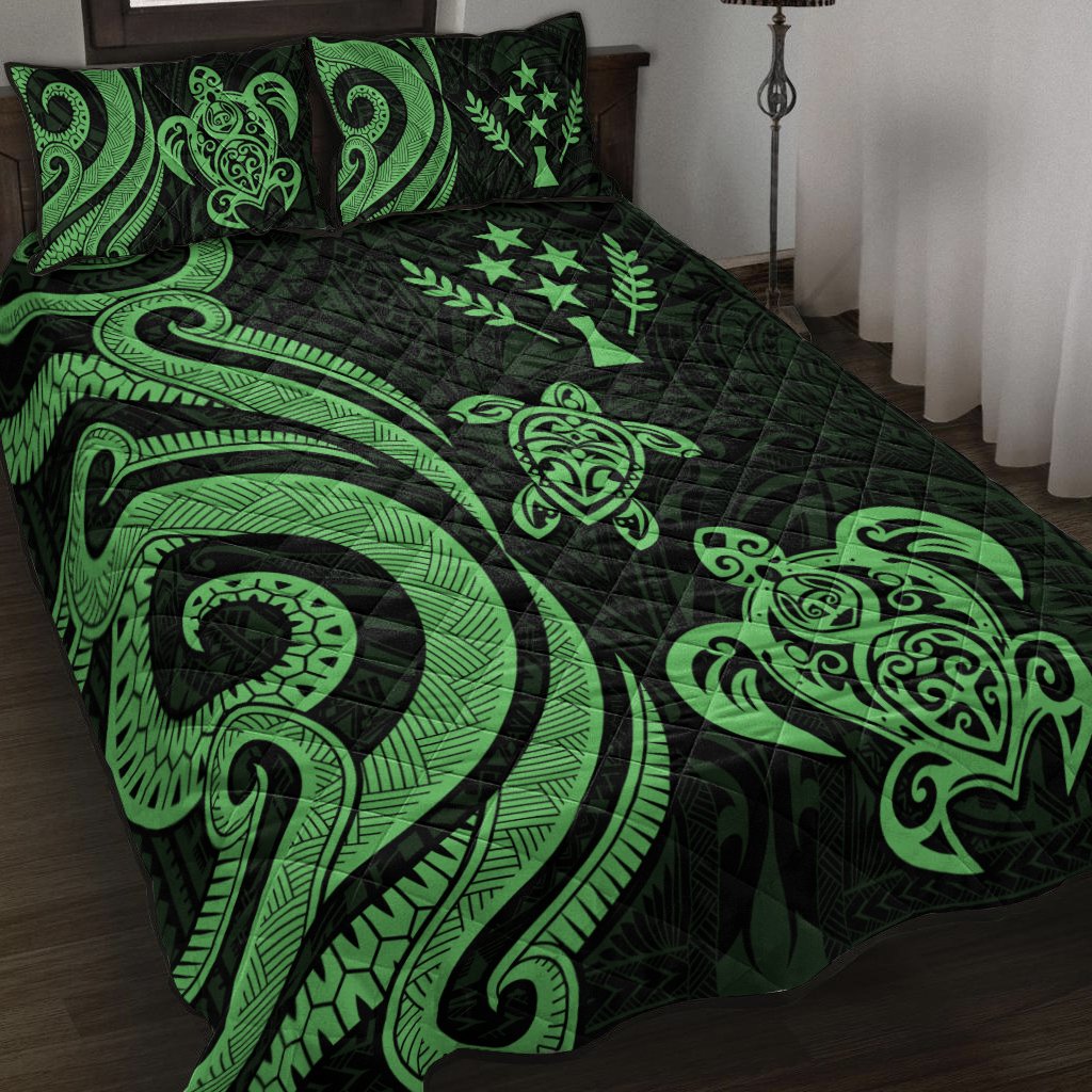 Kosrae Quilt Bed Set - Green Tentacle Turtle Green - Polynesian Pride