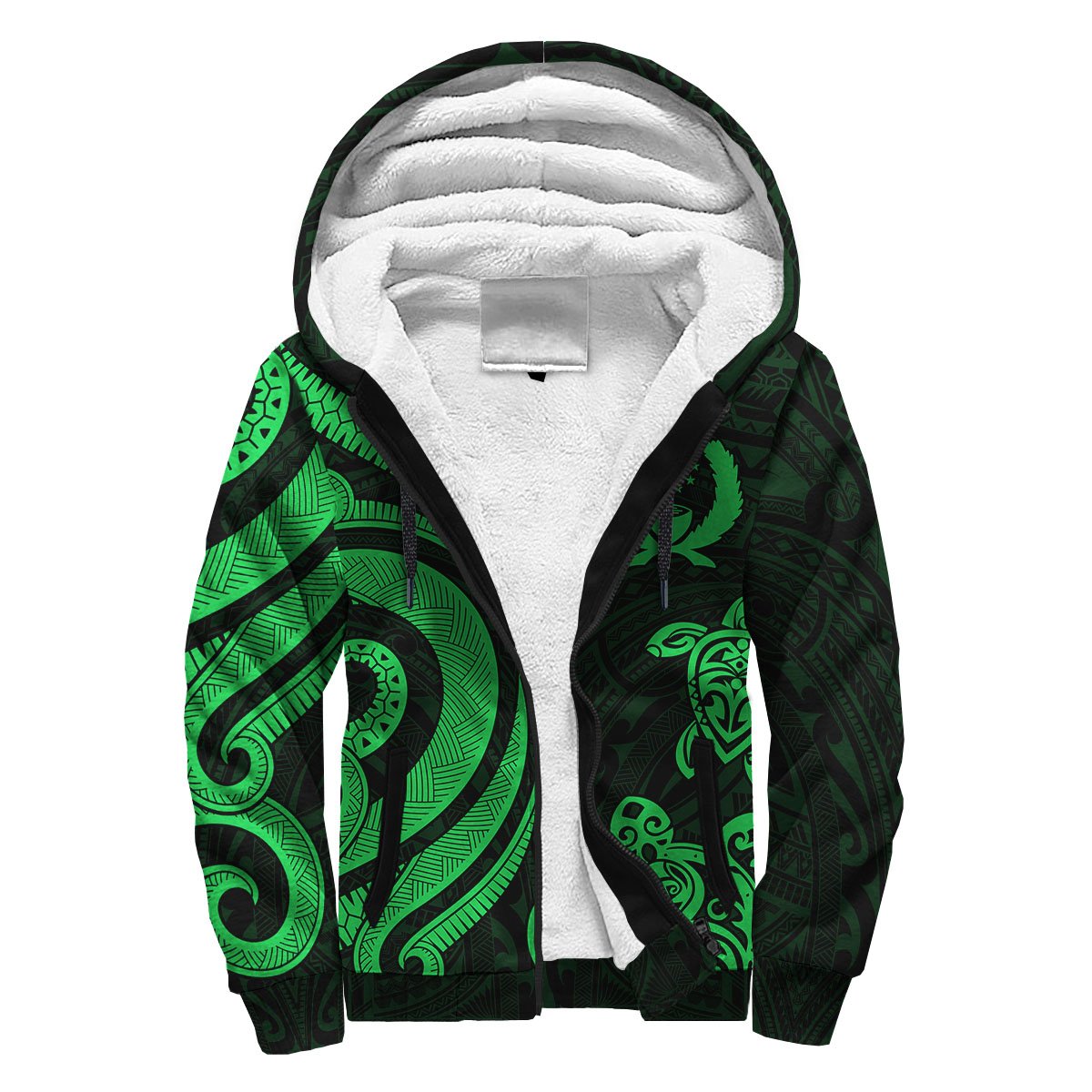 Pohnpei Sherpa Hoodie - Green Tentacle Turtle Green - Polynesian Pride