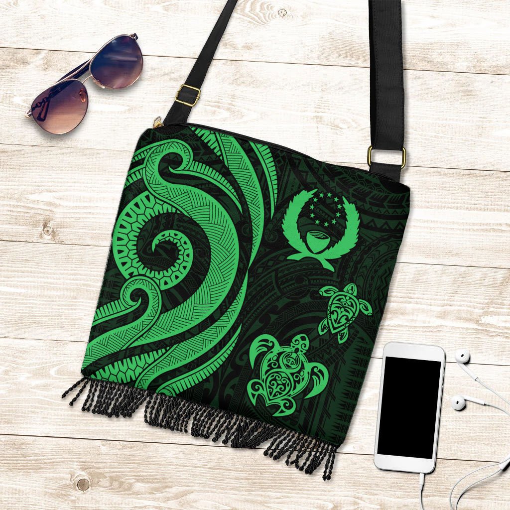 Pohnpei Boho Handbag - Green Tentacle Turtle Boho Handbag One Size Green - Polynesian Pride