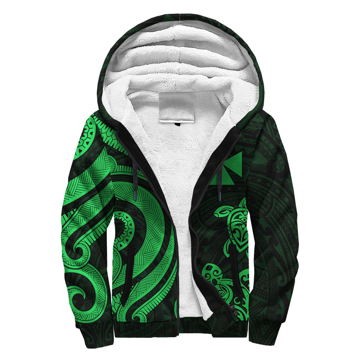 Wallis and Futuna Sherpa Hoodie - Green Tentacle Turtle Green - Polynesian Pride