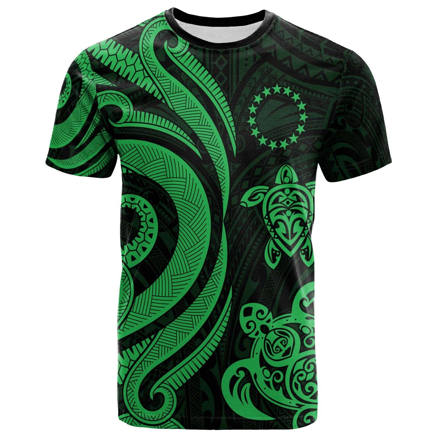 Cook Islands T Shirt Green Tentacle Turlte Unisex Green - Polynesian Pride