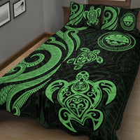 Federated States of Micronesia Quilt Bed Set - Green Tentacle Turtle - Polynesian Pride