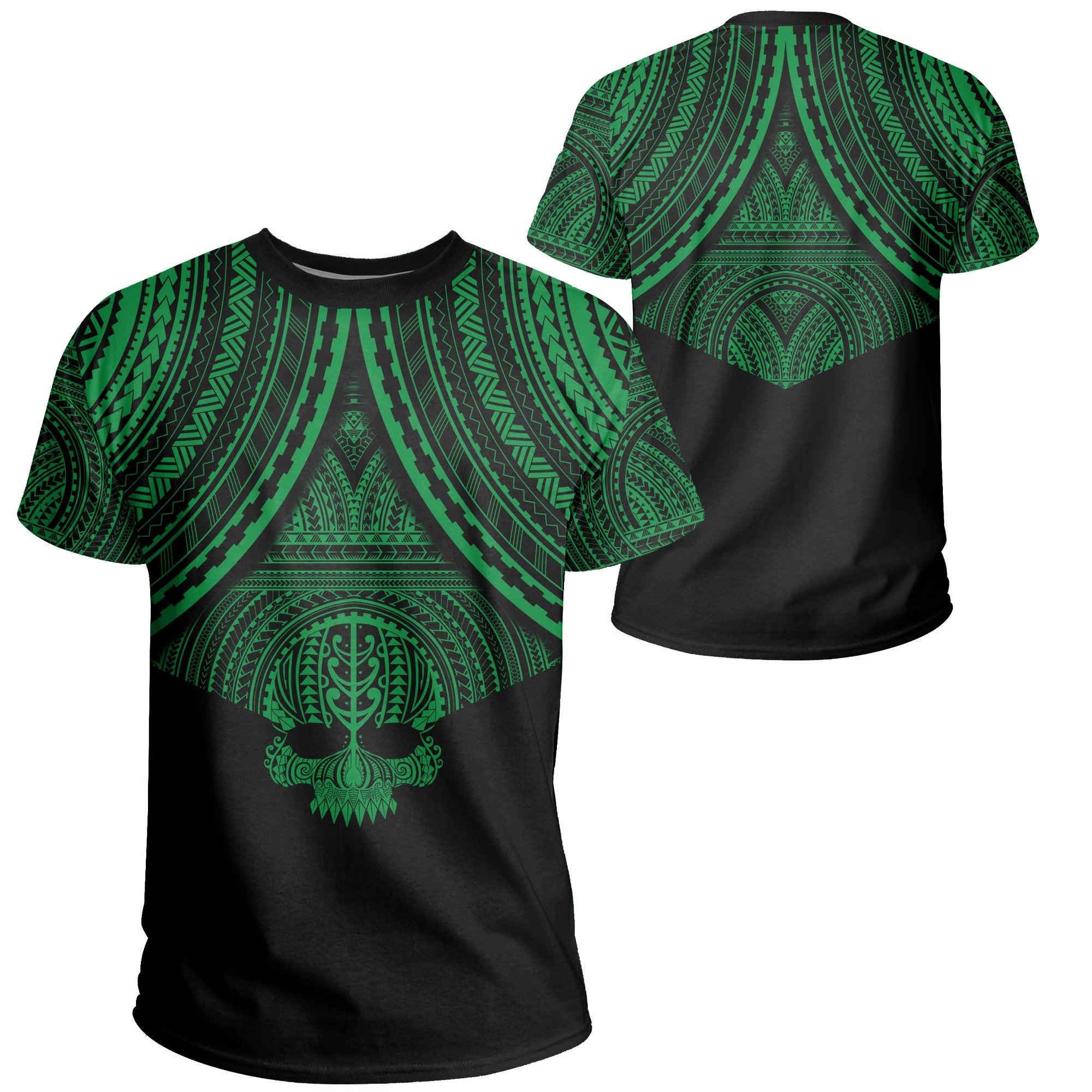 Skull Circle Polynesian T Shirt Green Skull Style Unisex Green - Polynesian Pride