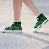 Niue High Top Shoes - Green Tentacle Turtle Unisex White - Polynesian Pride