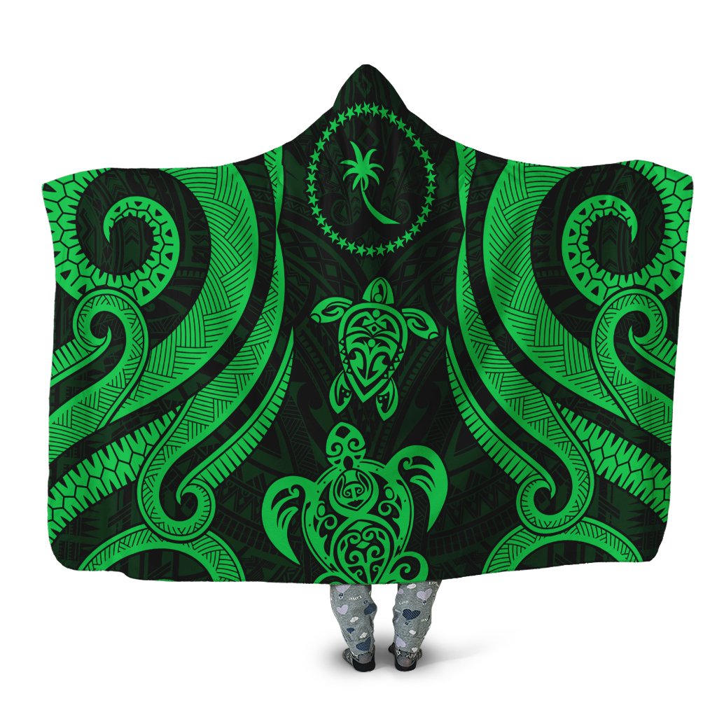 Chuuk Hooded Blanket - Green Tentacle Turtle Hooded Blanket Green - Polynesian Pride