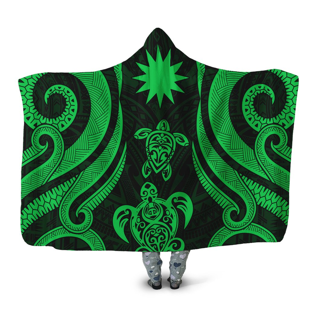 Nauru Hooded Blanket - Green Tentacle Turtle Hooded Blanket Green - Polynesian Pride