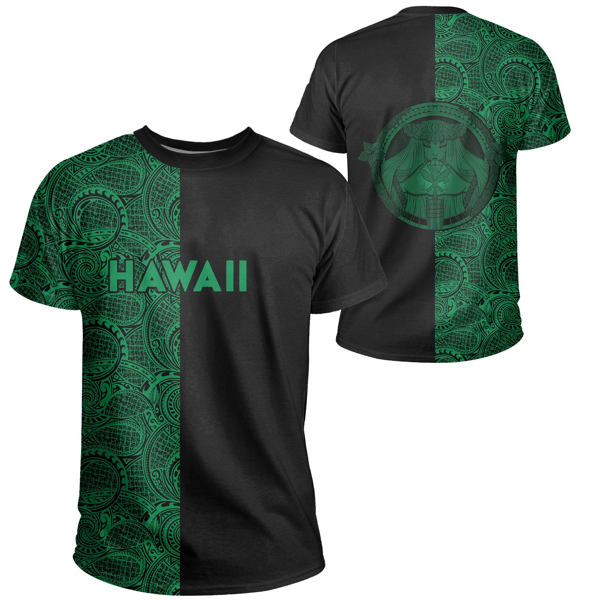 Hawaiian Polynesian Pele Kanaka T shirt The Half Green Unisex Green - Polynesian Pride