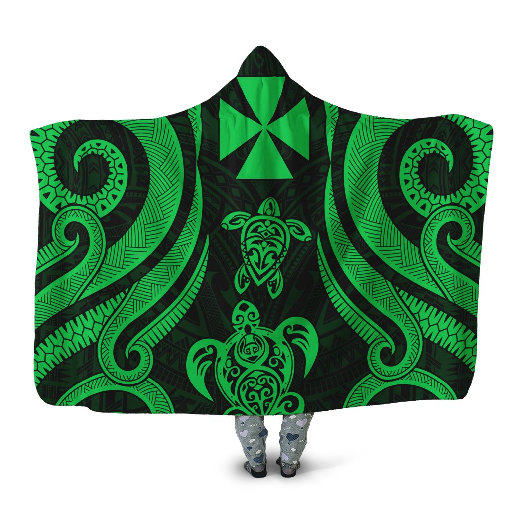 Wallis and Futuna Hooded Blanket - Green Tentacle Turtle Hooded Blanket Gold - Polynesian Pride