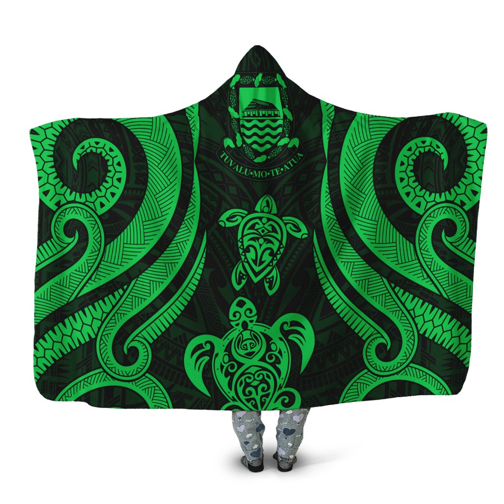 Tuvalu Hooded Blanket - Green Tentacle Turtle Hooded Blanket Green - Polynesian Pride