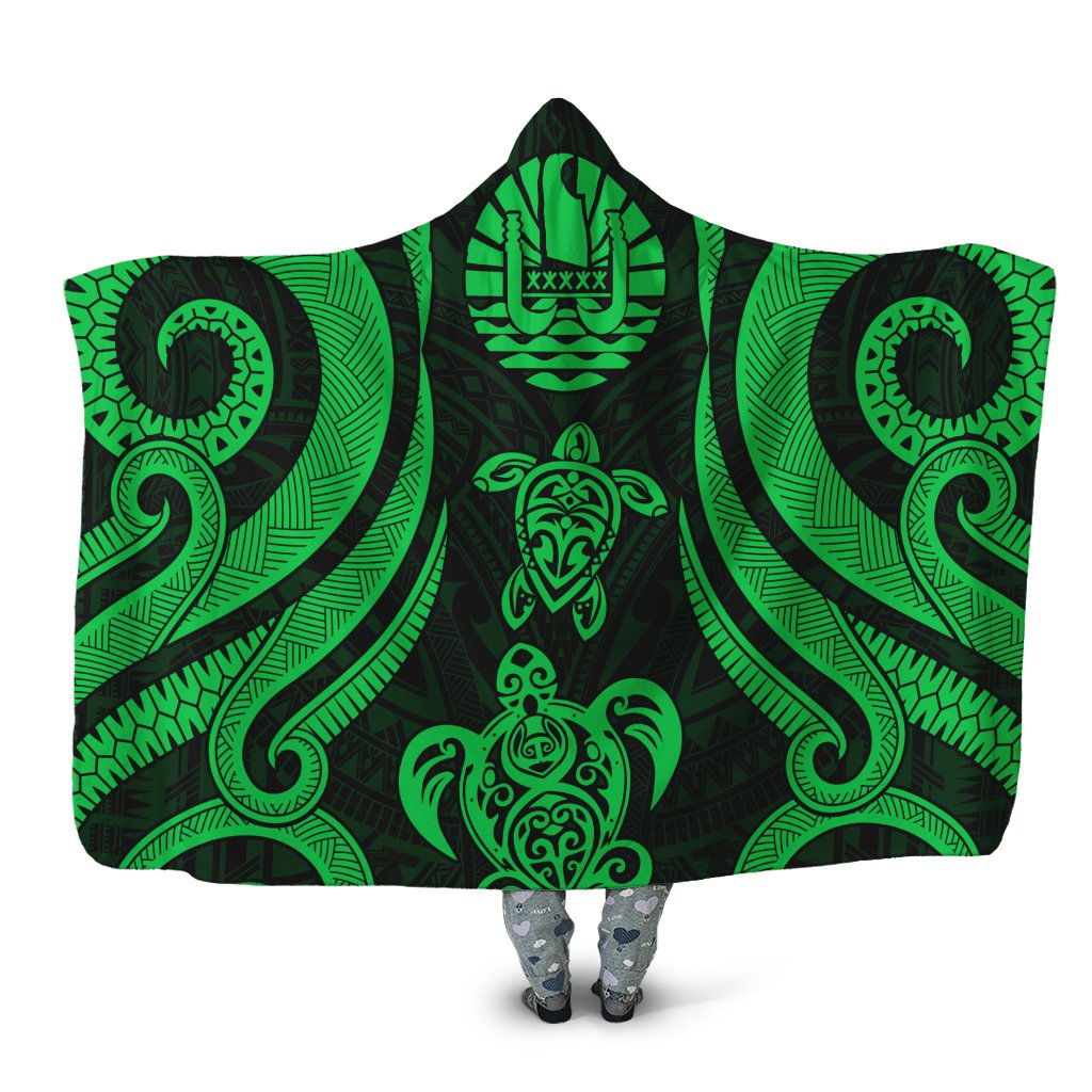 Tahiti Hooded Blanket - Green Tentacle Turtle Hooded Blanket Green - Polynesian Pride