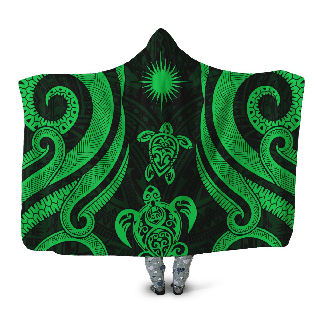 Marshall Islands Hooded Blanket - Green Tentacle Turtle Hooded Blanket Green - Polynesian Pride