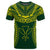 Hawaiian Kanaka Map Football Jersey T Shirt Green and Yellow Roger Style - Polynesian Pride