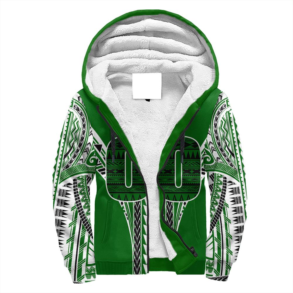 (Personalised) Hawaii - Green Football Sherpa Hoodie AH Green - Polynesian Pride