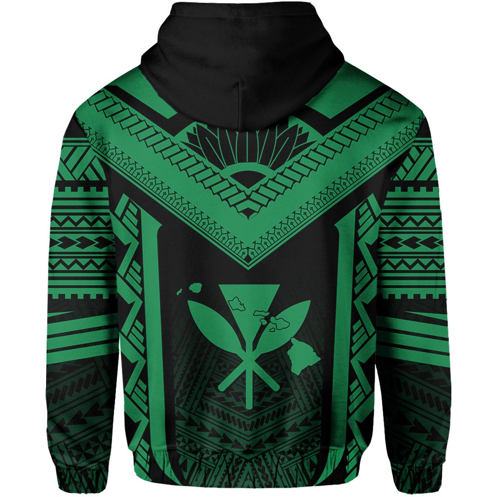 Hawaii Kanaka Polynesian Zip up Hoodie Active Green - Polynesian Pride