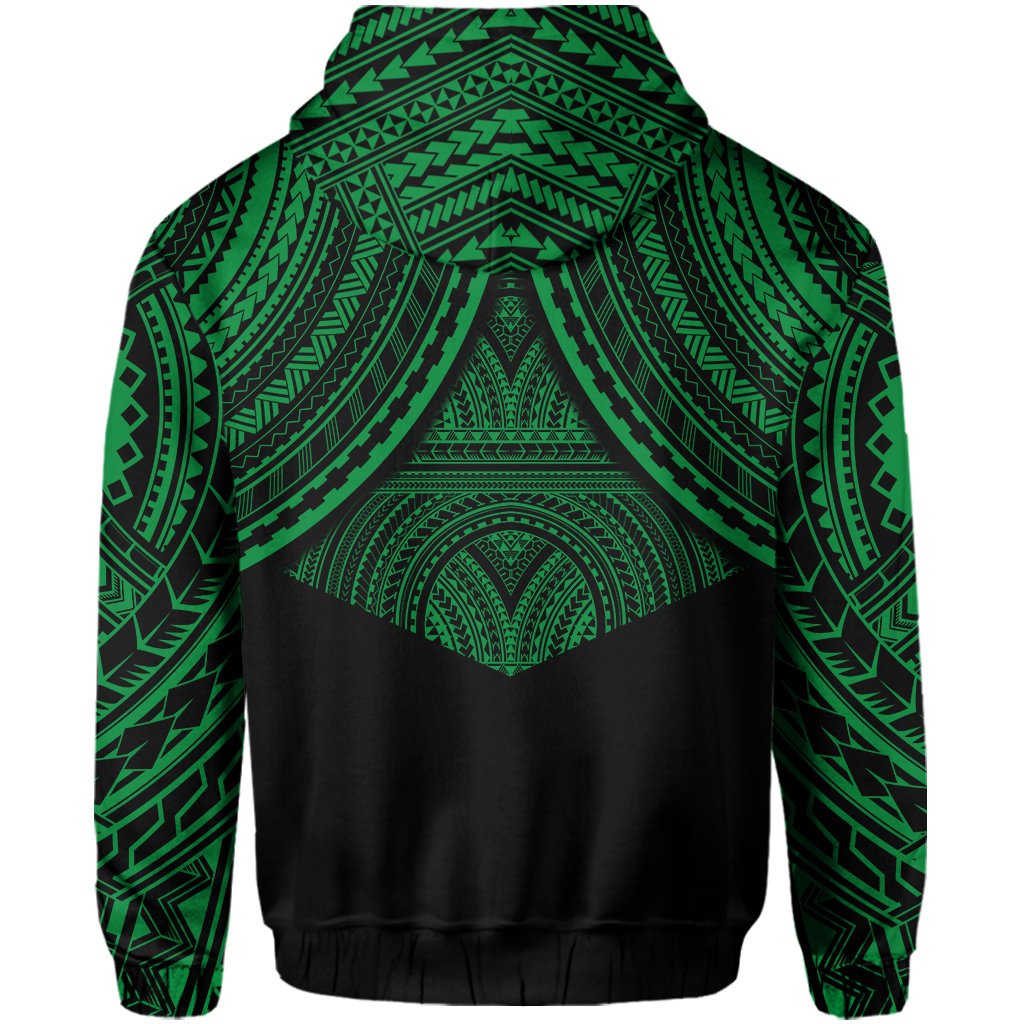 Polynesian Skull Hawaii Zip Hoodie Green Circle Style - Polynesian Pride