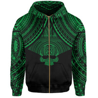Polynesian Skull Hawaii Zip Hoodie Green Circle Style - Polynesian Pride