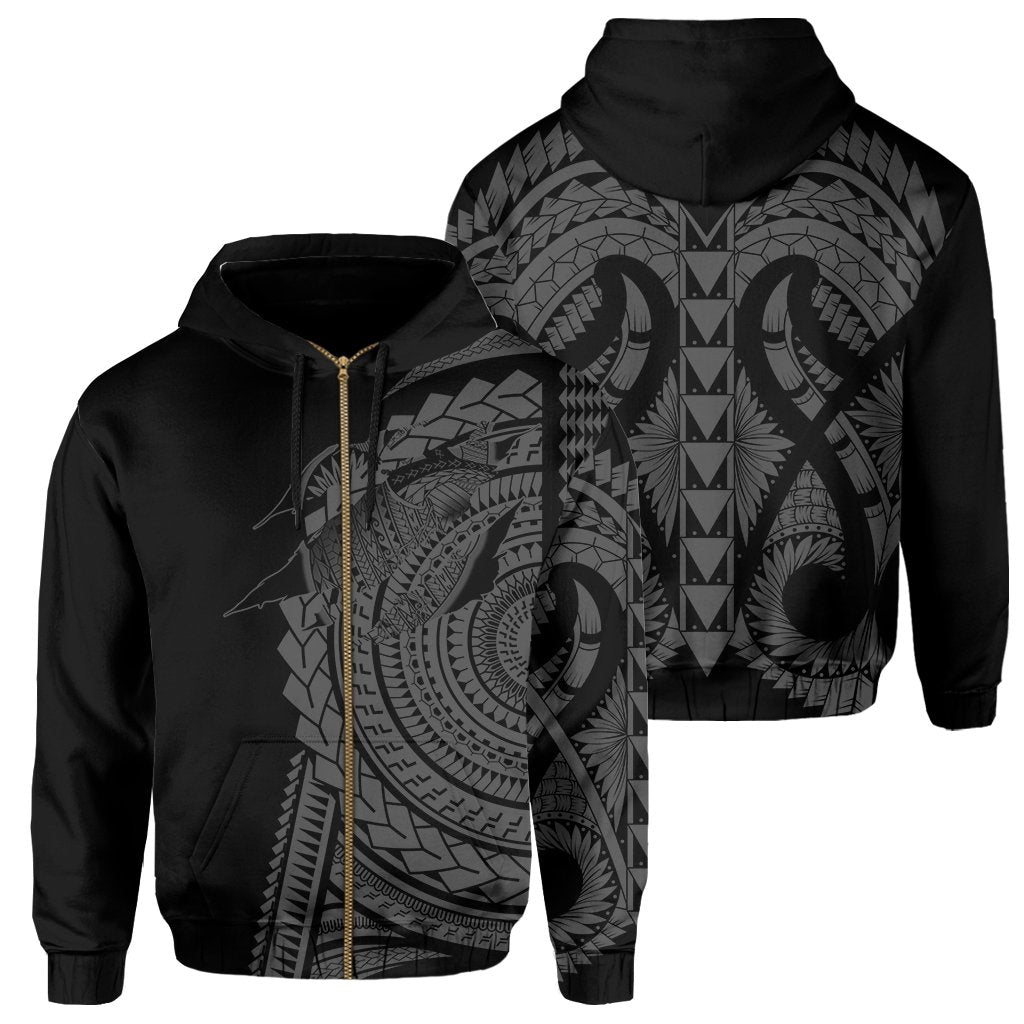 Hawaii Polynesian Zip Hoodie In My Heart Ryan Style Grey Unisex Grey - Polynesian Pride
