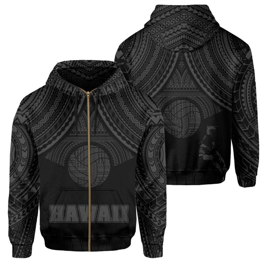 Polynesian Volleyball Hawaii Zip Hoodie Grey Unisex Grey - Polynesian Pride