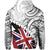 Polynesian Kakau Flag of Hawaii Zip Hoodie Grey - Polynesian Pride