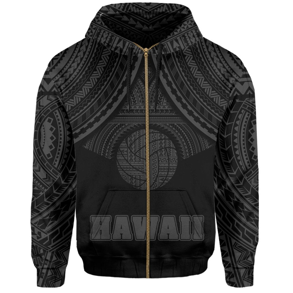 Polynesian Volleyball Hawaii Zip Hoodie Grey - Polynesian Pride