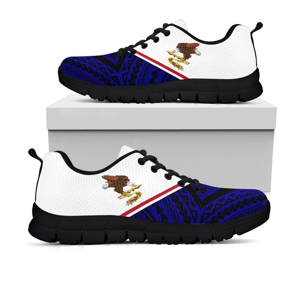 American Samoa Sneakers - American Samoa Flag Polynesian Tattoo Unisex White - Polynesian Pride