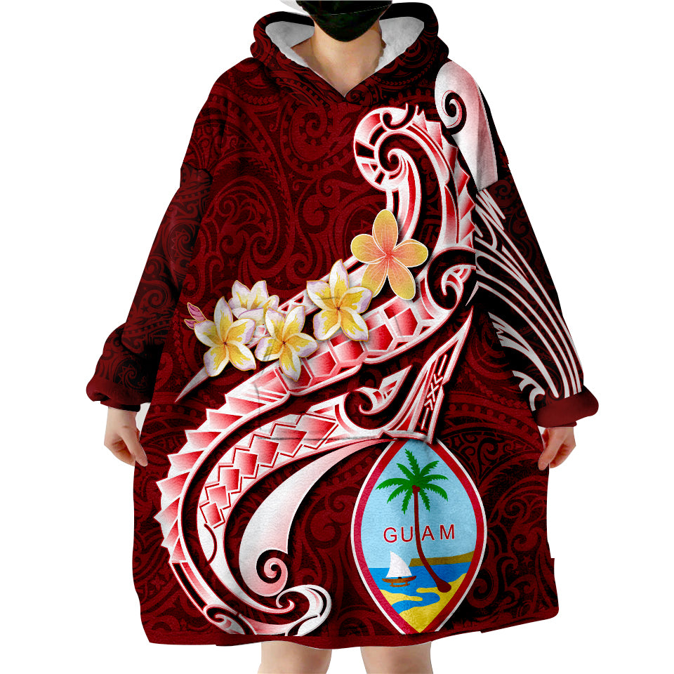 Guam Guam Seal Polynesian Patterns Plumeria Wearable Blanket Hoodie LT9 - Polynesian Pride