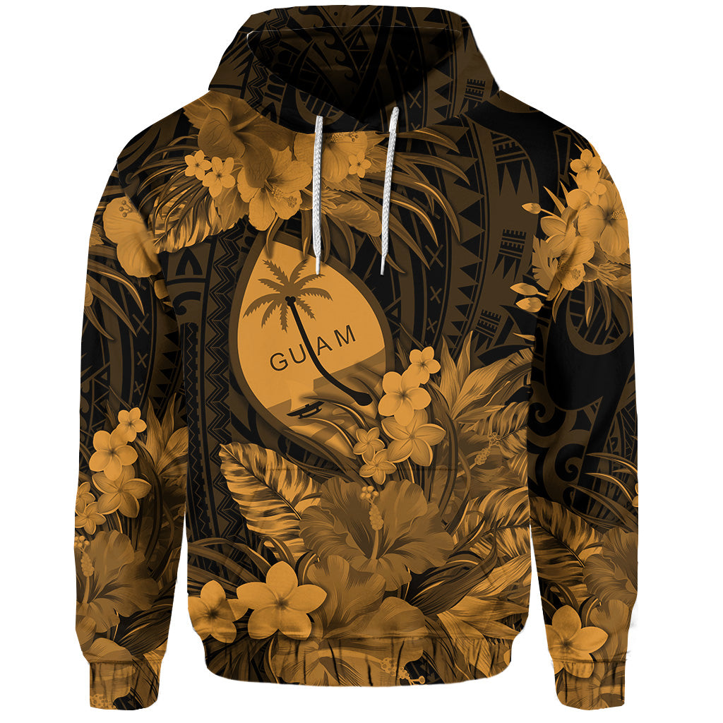 Custom Guam Polynesian Hoodie Tropical Flowers Tan LT8 Hoodie Tan - Polynesian Pride