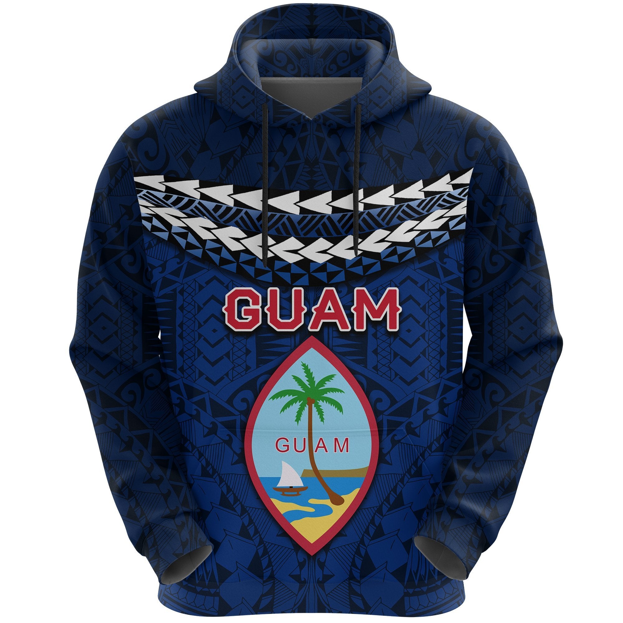 Guam Polynesian Hoodie Vibes Version Unisex Blue - Polynesian Pride