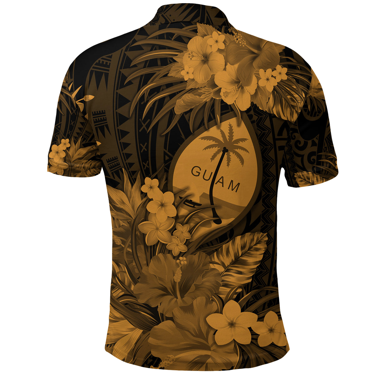 Guam Polynesian Polo Shirt Tropical Flowers Tan LT8 - Polynesian Pride