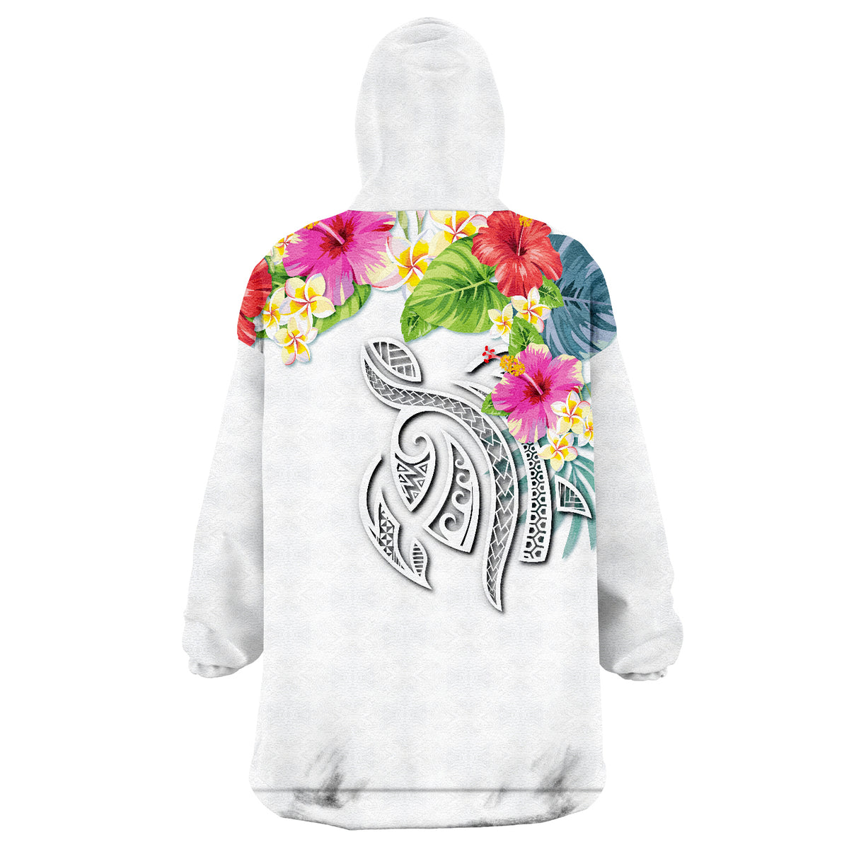 Guam Polynesian Summer Plumeria White Wearable Blanket Hoodie LT9 - Polynesian Pride