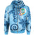 Guam Zip Hoodie Tribal Plumeria Pattern Unisex Blue - Polynesian Pride