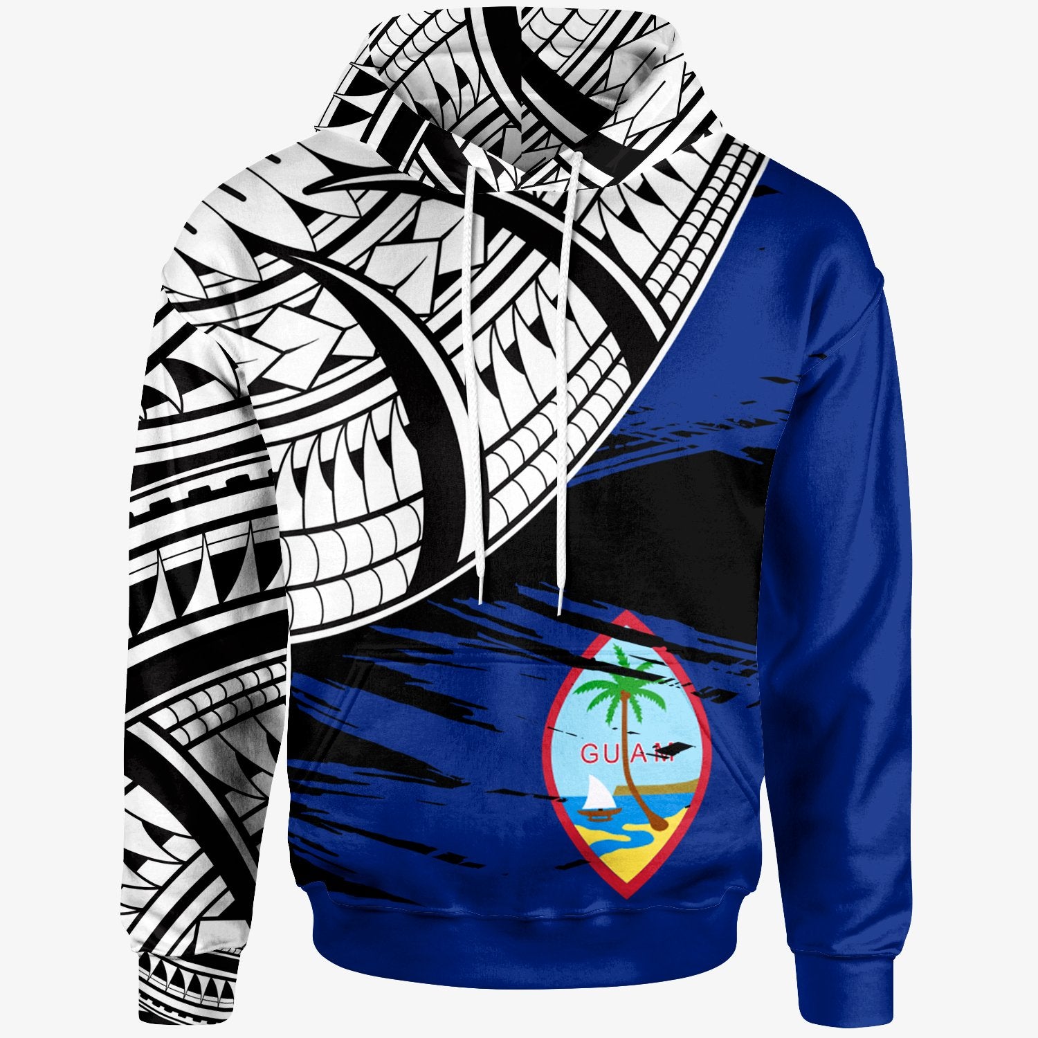 Guam Custom Hoodie Guam Flag Style With Claw Pattern Unisex Blue - Polynesian Pride