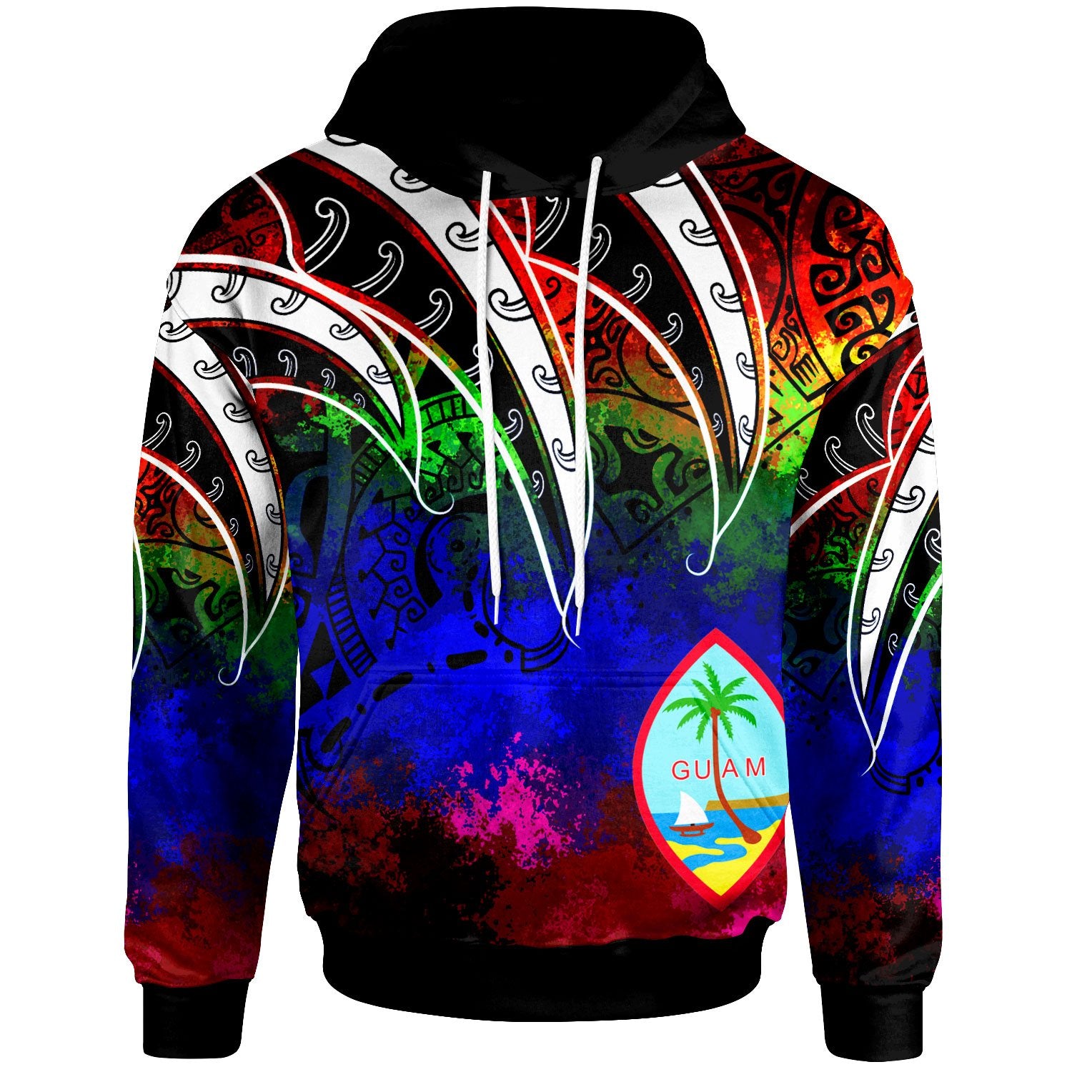 Guam Hoodie Tropical Leaf Rainbow Color Unisex Rainbow - Polynesian Pride