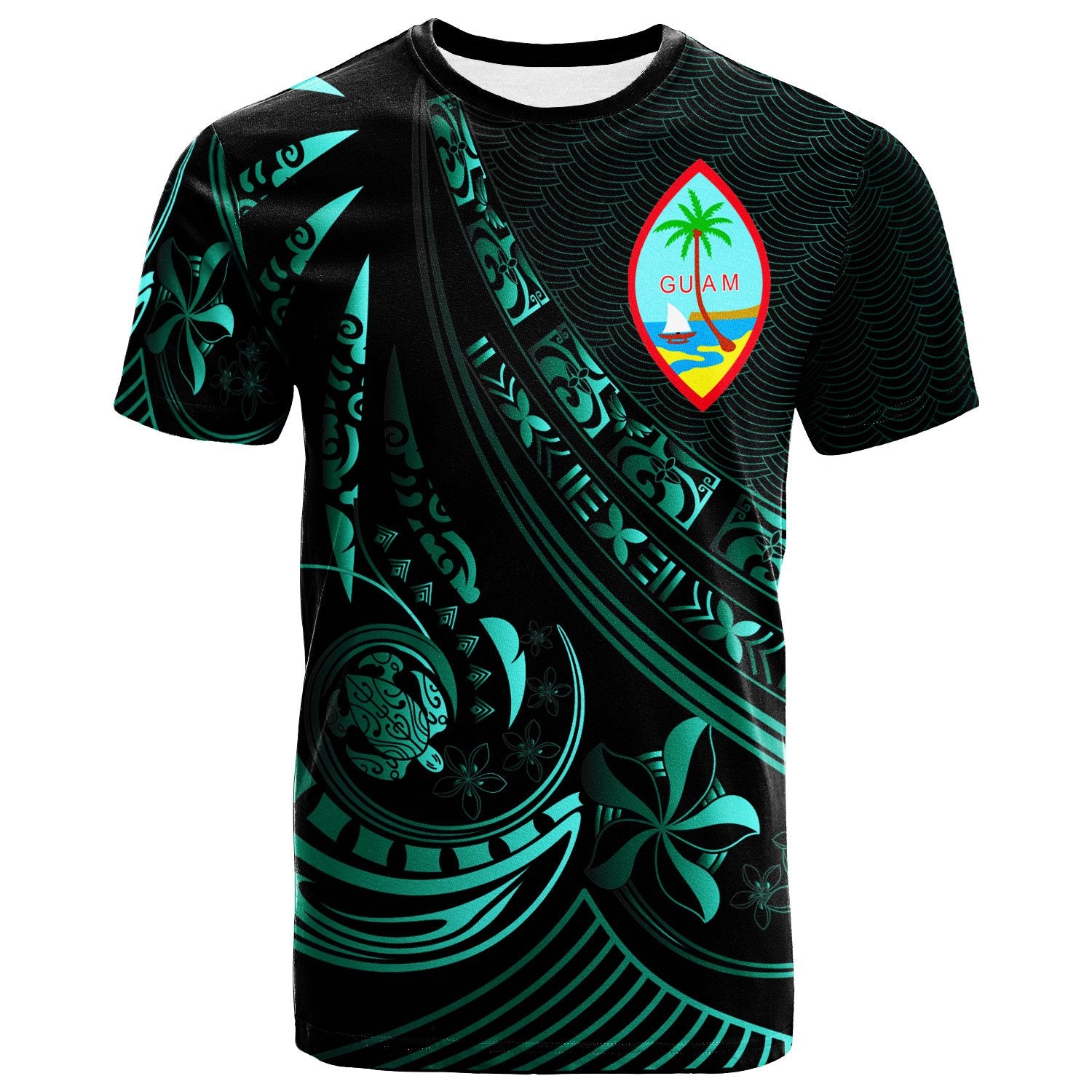 Guam T Shirt The Flow of The Ocean Green Unisex Green - Polynesian Pride