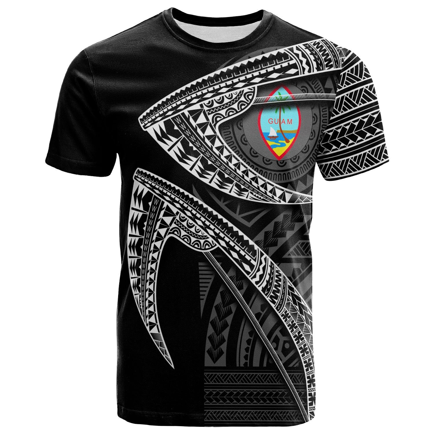 GuamT Shirt Fish Hook Unisex Black - Polynesian Pride