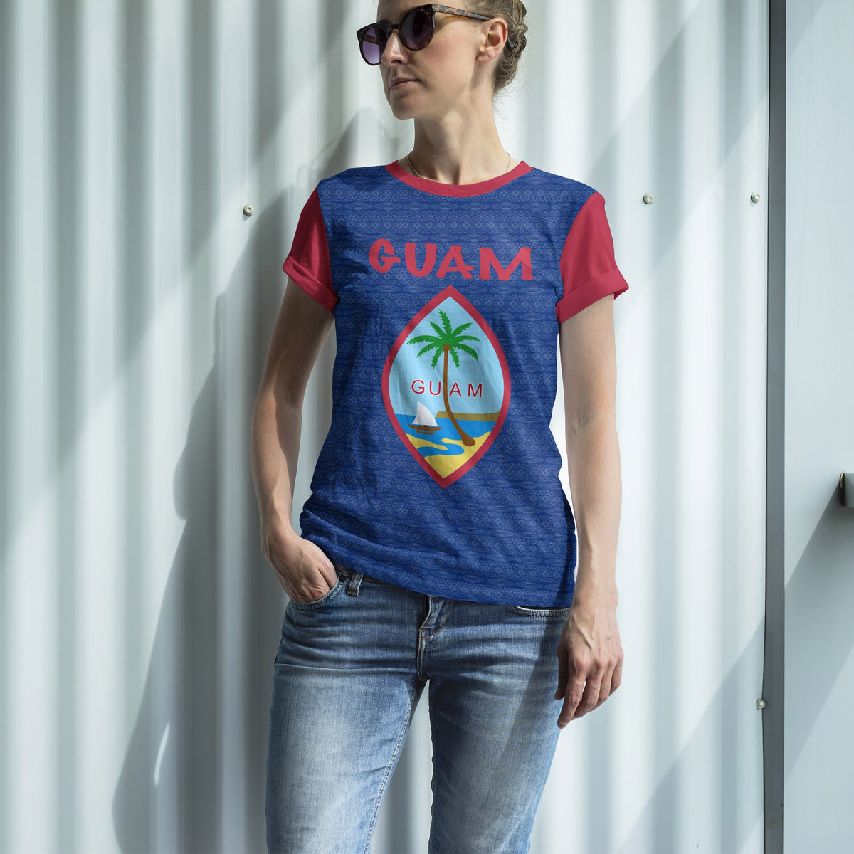 Guam Polynesian All Over T Shirt Guam Flag A4 - Polynesian Pride