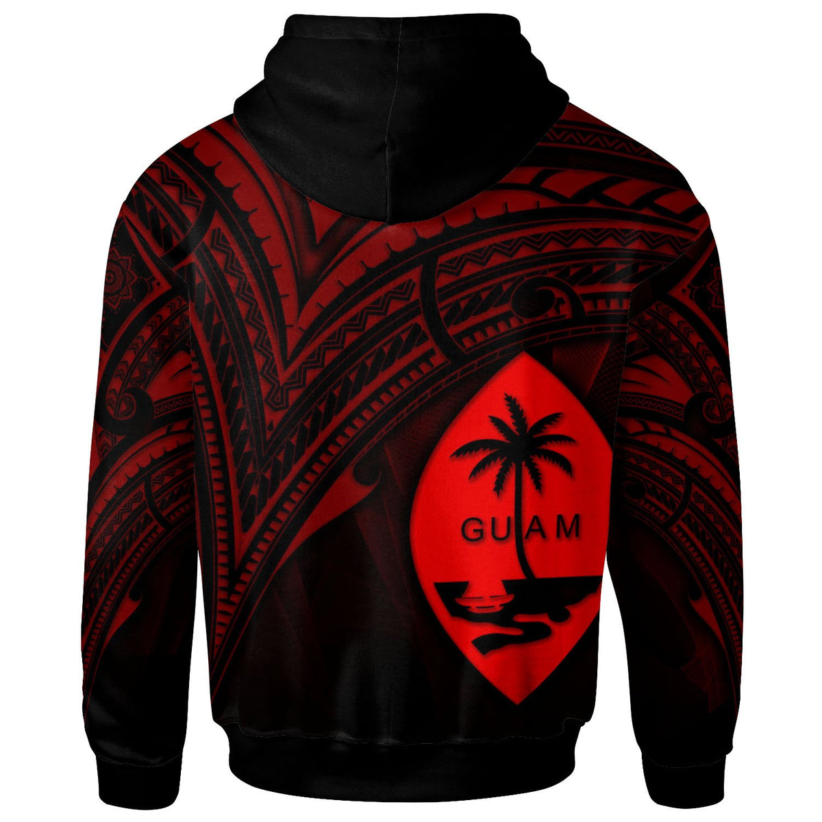 Guam Zip Hoodie Red Color Cross Style - Polynesian Pride