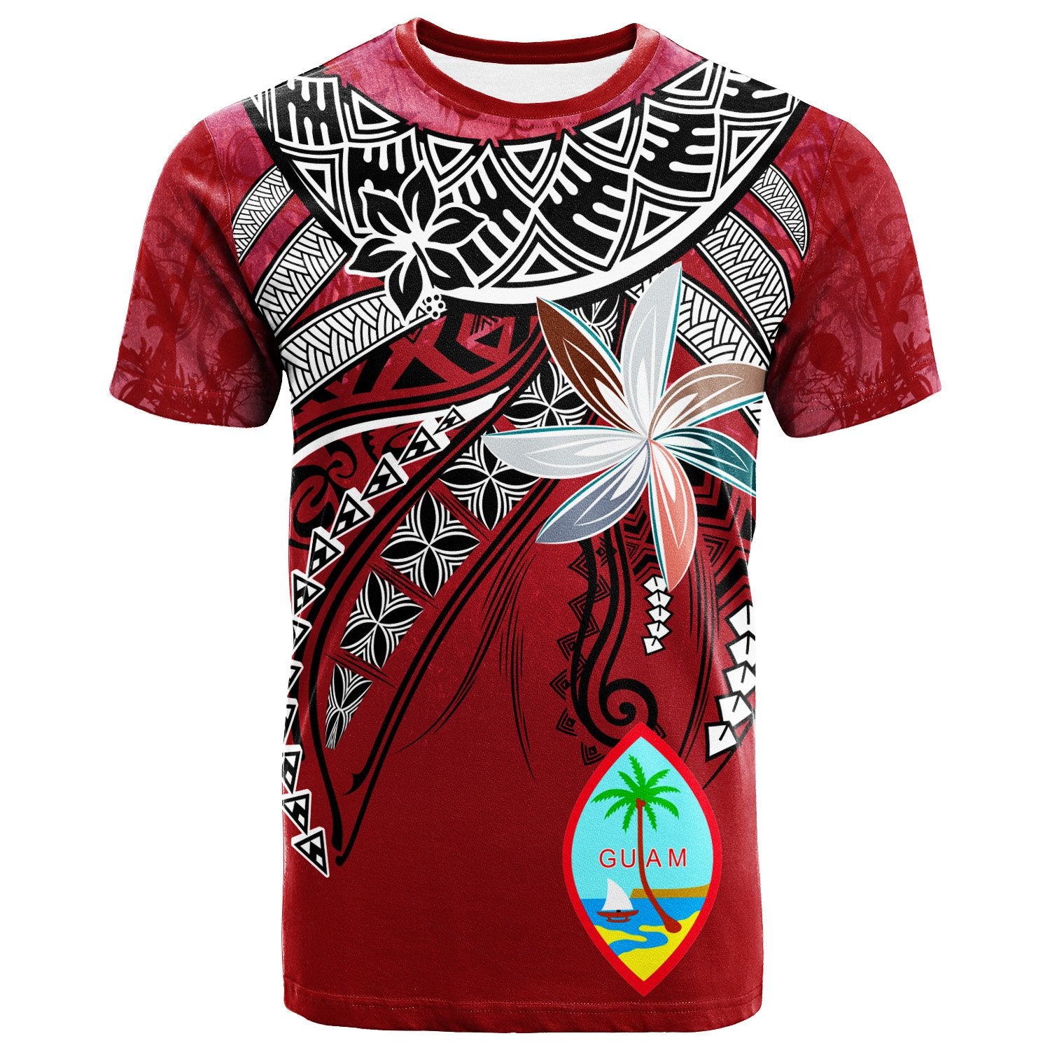 Guam T Shirt Fanciful Forest Red Color Unisex Red - Polynesian Pride