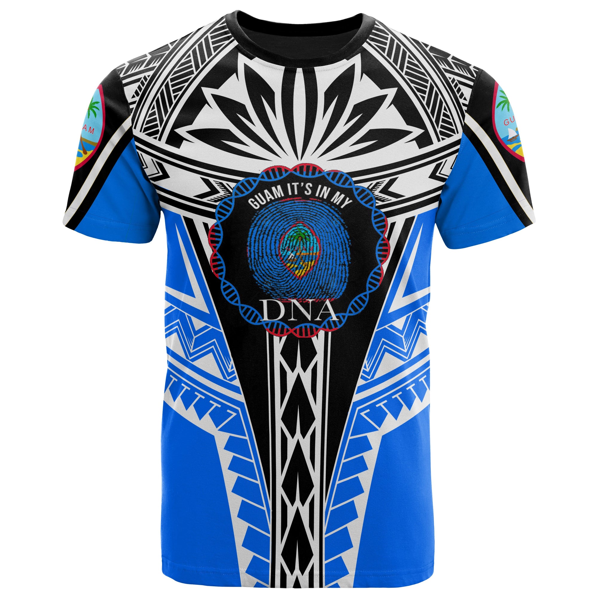 Guam T Shirt Its In My DNA White Blue Color Unisex Blue - Polynesian Pride