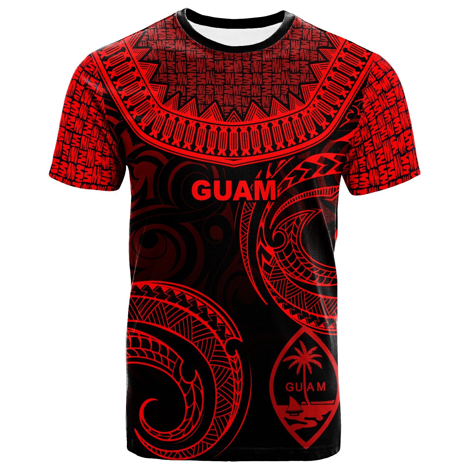 Guam T Shirt Unique Serrated Texture Red Unisex Red - Polynesian Pride