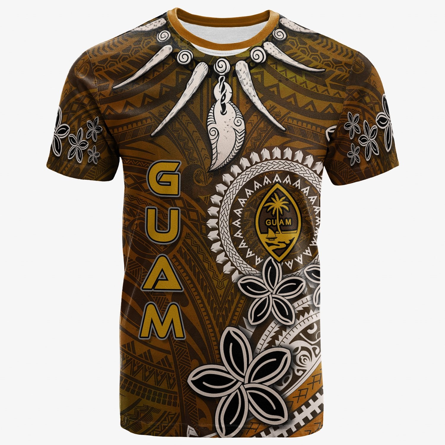 Guam T Shirt Polynesian Boar Tusk Unisex Brown - Polynesian Pride