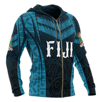 Fiji Zip up Hoodie Fijian Waves - Polynesian Pride
