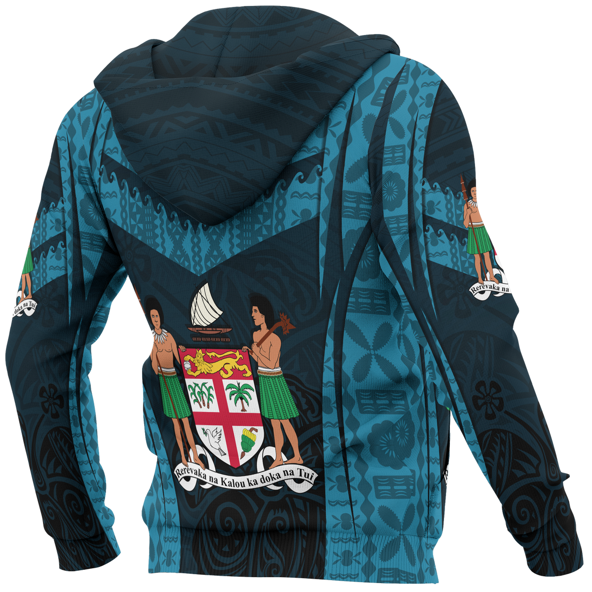 Fiji Zip up Hoodie Fijian Waves - Polynesian Pride