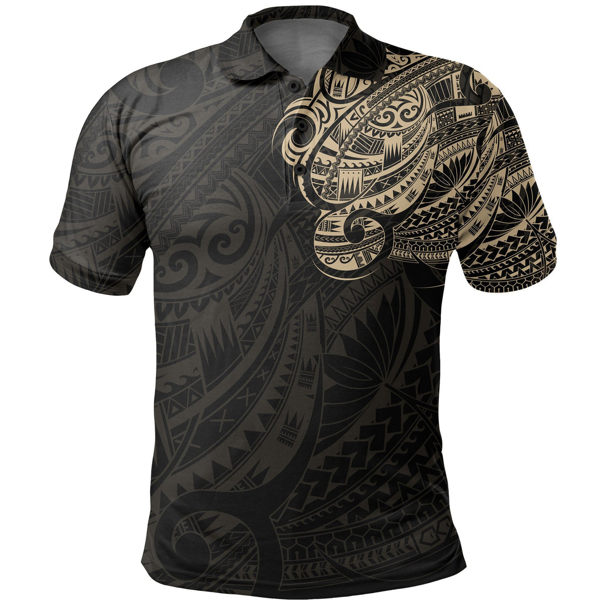 Polo Shirt Polynesian Tattoo Style Unisex Black - Polynesian Pride