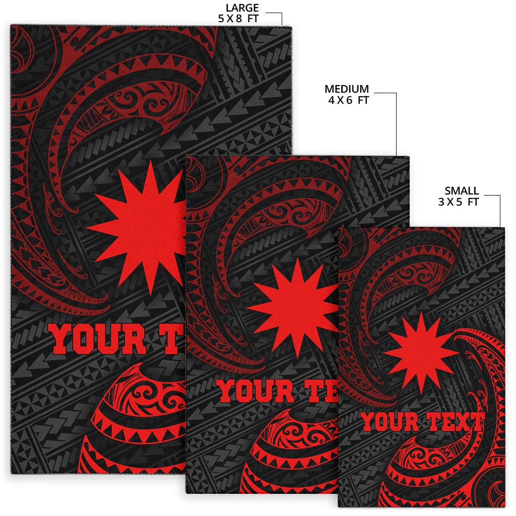 Nauru Polynesian Custom Personalised Area Rug - Red Tribal Wave - Polynesian Pride