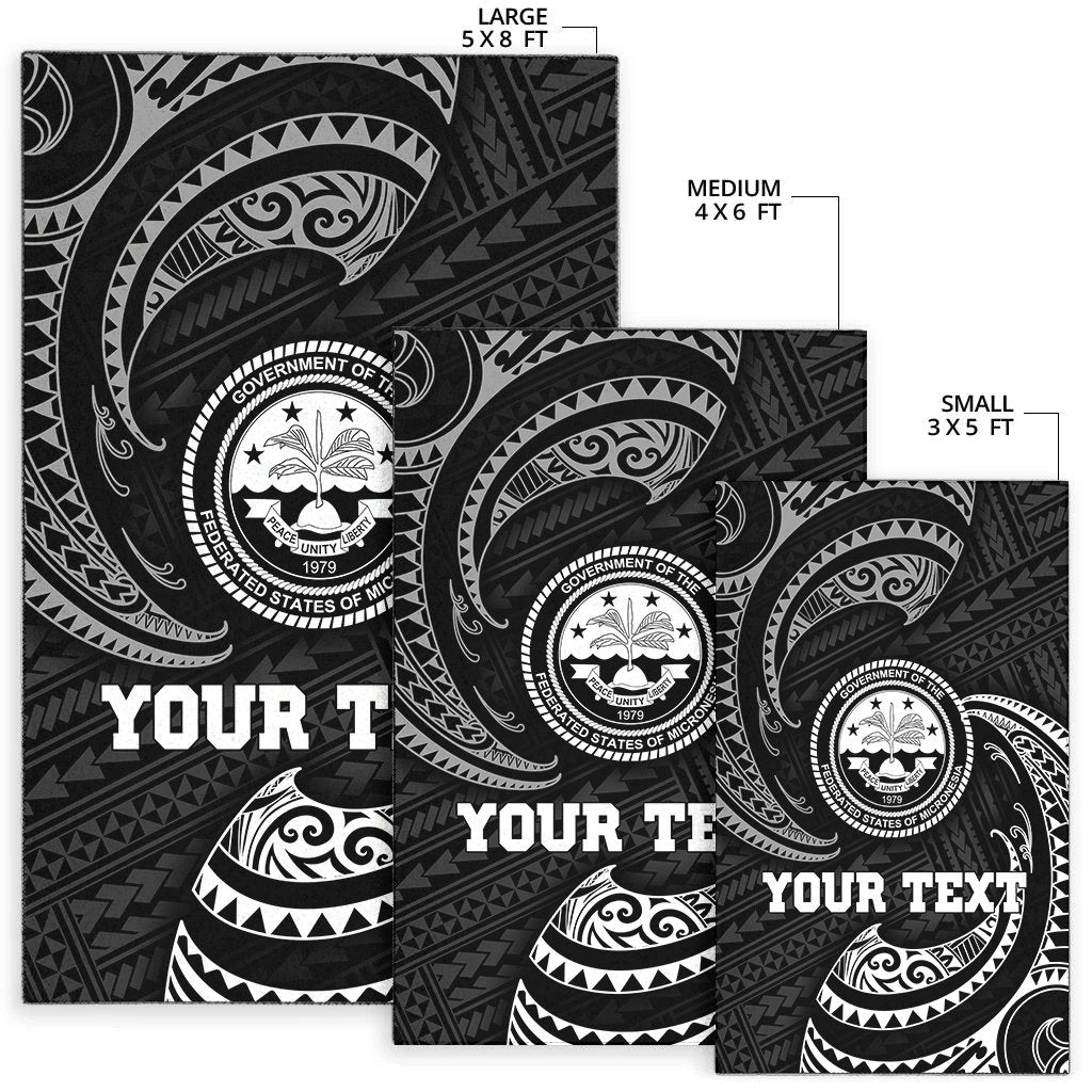 Federated States Of Micronesia Custom Personalised Area Rug - White Tribal Wave - Polynesian Pride