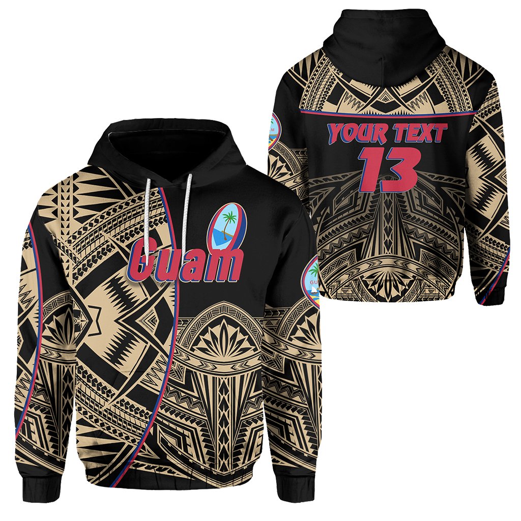 Custom Guam Rugby Hoodie Impressive Version Golden Custom Text and Number Unisex Golden - Polynesian Pride