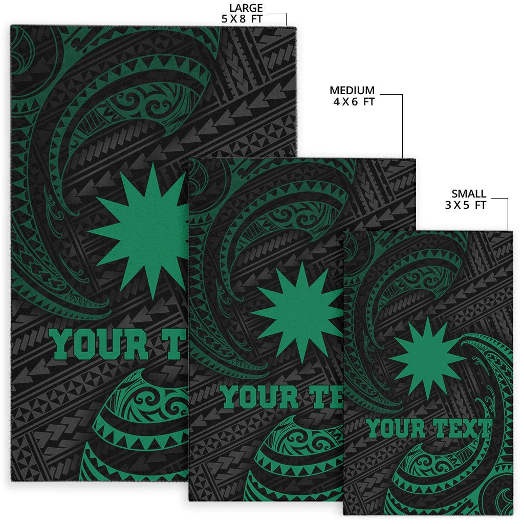 Nauru Polynesian Custom Personalised Area Rug - Green Tribal Wave - Polynesian Pride